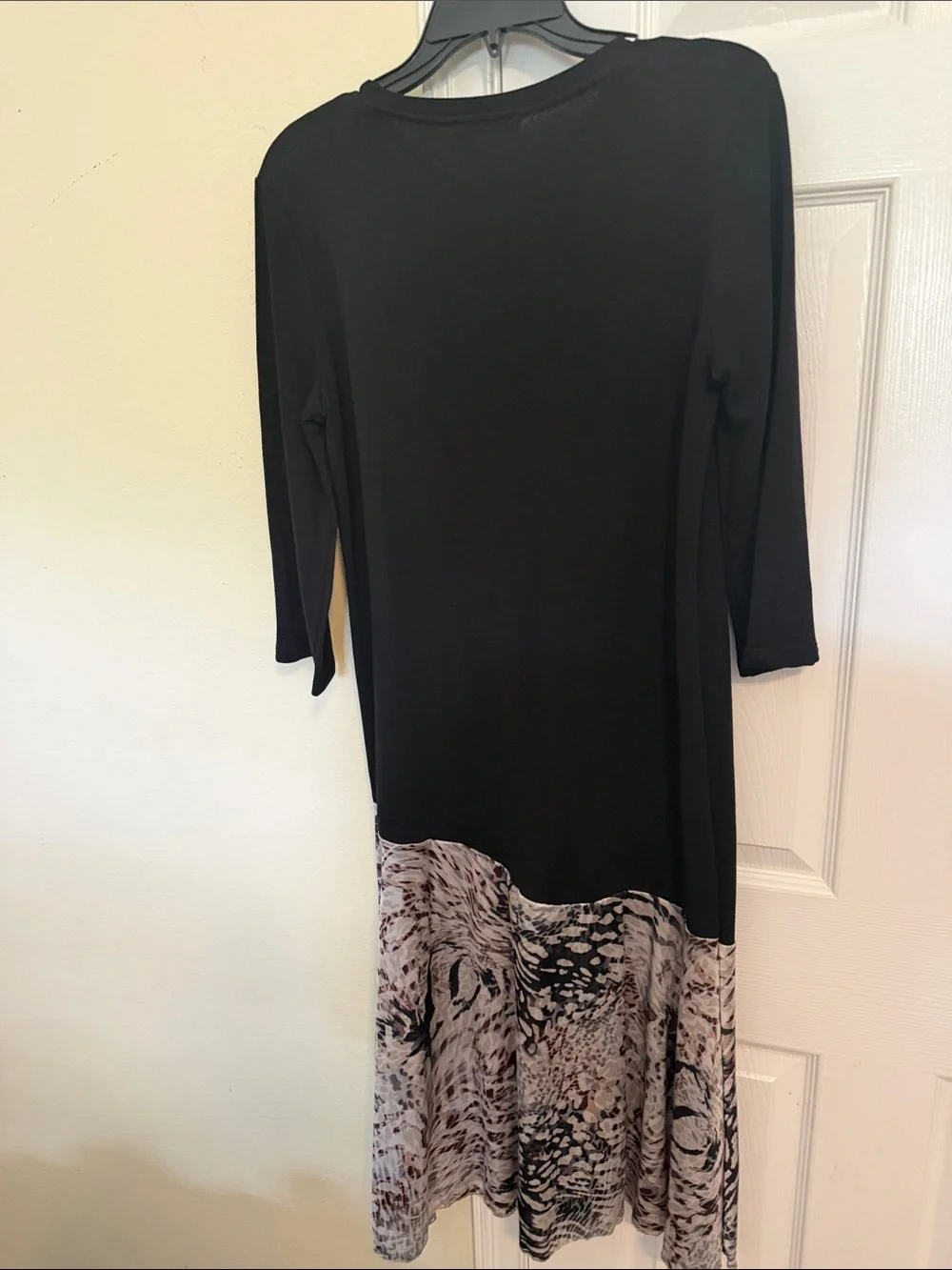 Zara Black Mixed-Print Long Sleeve Midi Dress